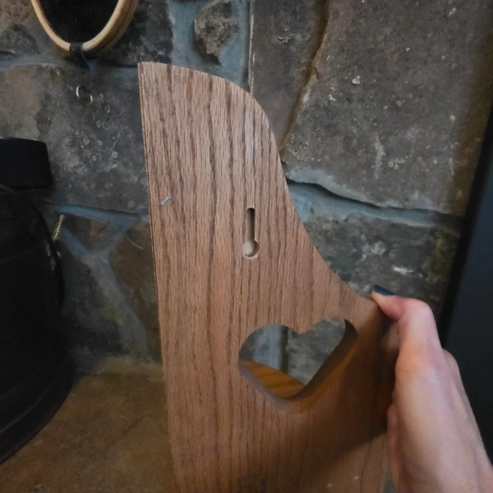 Vintage Oak Wood Corner Shelf Heart Cutouts Cottagecore Wall Mount Made in USA